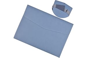 EMPEROCH Torba na dokumenty A4, biznesowa, teczka konferencyjna, ze skóry, aktówka, wodoodporna, organizer na dokumenty, wielofunkcyjna, do biura, na podróż szkolną (niebieska)