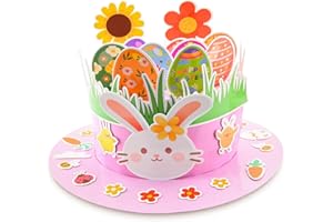 Isisyu Easter Bonnet Kit, Make Your Own Easter Bonnet Hat with Double-Sided Pattern of Easter Eggs, Flowers, Grass, Three-Dimensional Design, Easter Bonnet Decorations DIY Craft Kit for Easter Parade