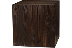 Decorativo Holzständer, Holzblock, Baumstamm Deko - Bodenwindlicht Säule perfekt als Innendekoration/Blumensäule Holz/Dekosäule Holz (Dunkelnuss, 40x40x40 cm)