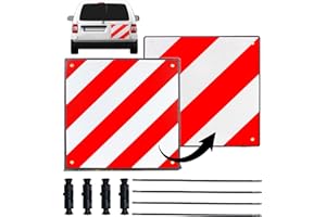 WISCRAFTER Warntafel für Italien Spanien und Portugal Fahrradträger,3 In 1 Alu Reflektierend Warnschild(50 x 50 cm) mit 4X Spannseile,Zertifizierte für Fahrradträger Heckträger & Auto Wohnmobil