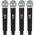 Bewinner Wireless Microphone, VHF 4 Cordless Handheld Dynamic Mic Set with Rechargeable Receiver, 164ft Range, Wireless Microphone Set for Karaoke, Church, Speech, Singing