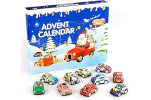 Sprinlot Calendario de Adviento Coches, 24 Piezas Pull Back Cars, Calendario Adviento Auto de Juguetes, Advent Calendar Navidad Vehículos, Cuenta atrás Regalos para Niños Niñas