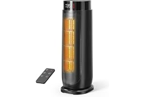 Aroeve Chauffage d'appoint, PTC 2000W Chauffage Electrique, 4 Modes dont Éco, Oscillation 90°, Minuterie 24H, Télécommande, Puissant et Silencieux avec, Protection contre Surchauffe et Chute pour la M