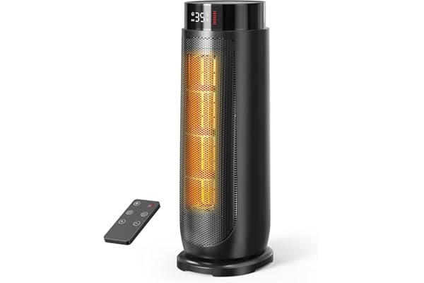 Aroeve Calefactor Bajo Consumo, Calefactor Electrico Cerámico PTC 2000W 4 Modos Incluye ECO, Oscilación 90°, Temporizador 24h con Control Remoto, Protección Contra Sobrecalentamiento y Vuelco, Hogar