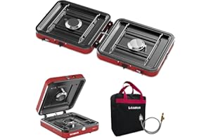 CAMPLUX FoldGo Réchaud de Camping à 2 Brûleurs, Réchaud à Gaz Portable, Compatible avec Cartouches de Gaz Standard, 28-30 mbar, Idéal pour le Camping, la Randonnée et les Pique-niques