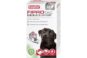 PET BAZAAR Beaphar | FIPROtec® COMBO for Large Dogs (20–40kg) | Kills Fleas, Flea Eggs & Ticks | Stops Fleas Multiplying on Pet and in Home | Vet Strength Treatment | 3 Pipettes