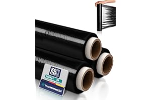 ‎INOVERSE Inoverse 3 Rollen Stretchfolie Schwarz, 50cm/230 m - 1.5kg, Folie Für Möbel & Umzug, Palettenfolie, Wickelfolie, Verpackungsfolie auf Rolle, Strechfolienrolle, Verpackungsmaterial, Schwarz Folie