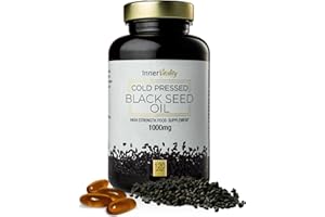 Black Seed Oil 120 Double Strength Capsules - Premium Cold Pressed Virgin Oil, High Strength Thymoquenine 3X% | 1000mg Softgels with Zero Additives (Non-GMO) Made in UK by Inner Vitality