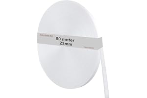 TUKA-i-AKUT 50 m Rolladengurt, 23mm x 50m Rolle Stabiler Gurtband für Rollladen, speziell verstärkte Webkanten, hohe Reißfestigkeit Scheuerfestigkeit, UV Beständigkeit, Weiß, TKB5200 White