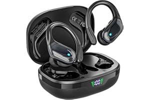 HAOYUYAN Wireless Earbuds, Sports Bluetooth Headphones, 80Hrs Playtime Ear Buds with LED Power Display, Noise Canceling Headset, IPX7 Waterproof Earphones for Workout/Running (Black)