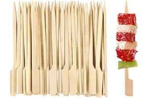 GUAGUA 100 x Wooden Flat Paddle Burger Sandwich Skewers 15cm Bamboo Sticks, 100% Compostable and Biodegradable Barbeque, Kebabs, Buffet Party (15CM-100Pack)