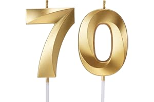 TOYVENTURES Birthday Candles Number Candles Age Year for Cakes Happy Birthday 3D Designed Wedding Anniversary Party Cake Topper Decorations (Gold, 70)