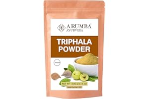 Arumba Ayurveda Triphala Powder 500 Grams for Constipation Relief, Haritaki, Bibhitaki, Amla, Cleanse Vitamin C, Digestion