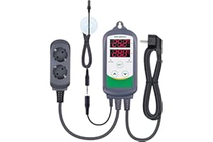 Inkbird ITC-308S Prise Thermostat Contrôleur de Température Numérique avec Sonde TPE Étanche à Double Relais 220V Refroidissement et Chauffage pour Aquarium