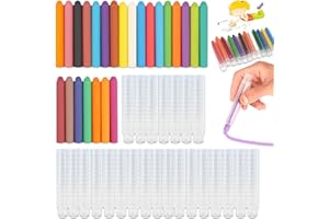 Plstod 24 Pezzi Gessetti Colorati per Strada, Senza Polvere Gessi Colorati per Lavagna, Lavabile Non Tossico Gessetti Colorati, Gessi Colorati per Strada con 24 Supporto per Gesso Regolabile Porta
