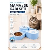 Miapet K&ouml;şeli Ayarlanabilir Hazneli &Ccedil;elik Taslı Kedi-K&ouml;pek Mama Ve Su Kabı Seti 1000ml Turkuaz