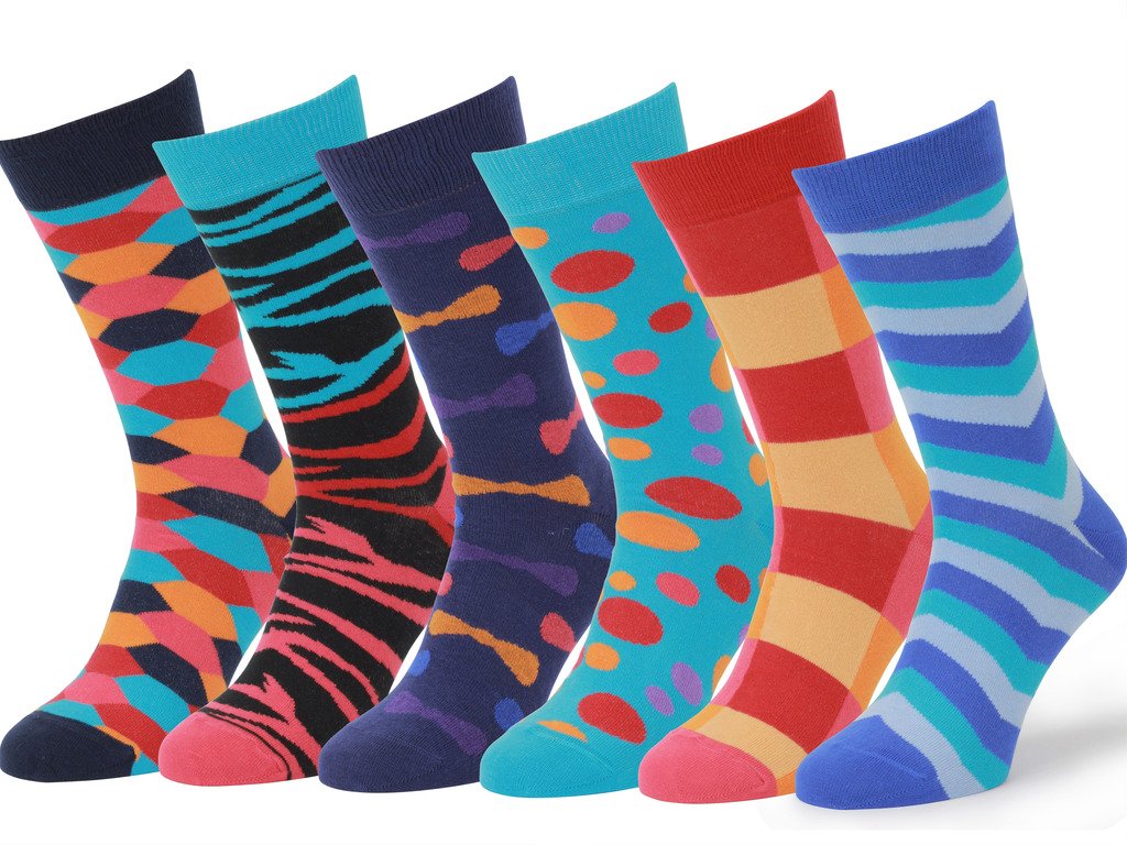 Calze 6 Paia Unisex Calzini Arte Calze Colorate Fantasia Uomo