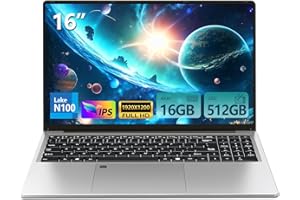 KAQIMOCI 16 Pulgadas Ordenador Portátil 16GB RAM 512GB SSD Celeron N100 (hasta 3,4 GHz) Procesador FHD Teclado Retroiluminado Desbloqueo por Huella Dactilar WiFi/BT Win 11 Pro PC Portátil Estudiantes y Oficina