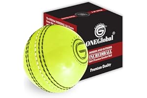 ONEGLOBAL Cricketball aus weichem Gummi zum Üben | Outdoor- und Indoor-Cricketball mit Kern und genähter Naht | Realistisches Gefühl, wahre Sprungkraft und Schwung zum Üben, Honen und Familienspaß (1-Fluoro)