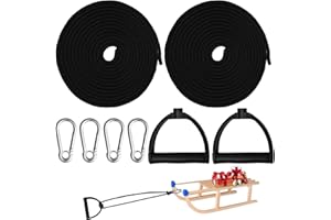 JEONDFG 2er Set Schlittenseil mit Griff,4m Schlittenseil Zugseil,Schlittenleine mit Karabiner,Schlitten Zugseil,Schlitten Leine,Schnur für Schlitten,Schlittenseil,Schlitten Seil Zugseil für Schlitten Kinder
