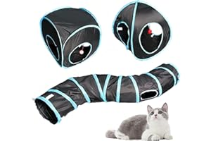 Focenat 3 en 1 Túnel de Juego para Gatos y Perros, Tienda de Campaña Plegable para Interiores y Exteriores, Interactivo Juguete para Conejos (B)