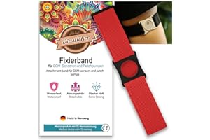 ‎DIASTICKER Diasticker® | Freestyle Libre 3 - Fixierband | Flexibel - Wasserfest - Starker Halt | Sensor-Schutz, Fixierung für Freestyle Libre Sensor | Halter: Schwarz (Medium: 25-35 cm, Rot)