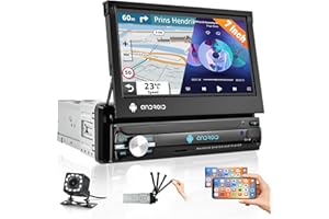 Hikity Radio Coche 1 DIN Android con 7 Pulgadas Pantalla Tactil Autoradio Bluetooth con GPS WiFi Car Stereo Supporta Mirror Link FM/RDS Radio + Cámara De Visión Trasera