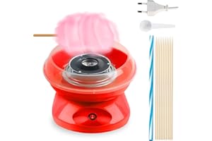 PORFOYO Zuckerwatte Maschine für Zuhause, 27cm Größe Retro Cotton Candy Machine, Cotton Candy Machine 450W mit Stäbchen Messlöffel für Kinderfest, Geburtstag, Party (Rot)
