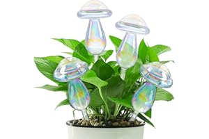 Lostwry Lot de 4 ampoules à arrosage automatique - Boules d'irrigation - Champignons - En verre coloré - Pour plantes d'intérieur, jardin et balcon