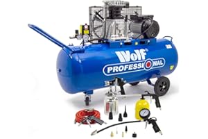 Wolf 150L Air Compressor Dakota 150 Twin Cylinder Pump 14CFM 3HP 150psi 10BAR 230V + 13pc Spray Kit - 2 Years Warranty
