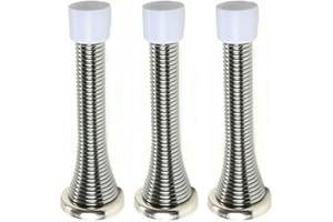 3 x fiXte Wall Mounted Chrome Spring Door Stop Sprung Stopper Skirting Board Buffer