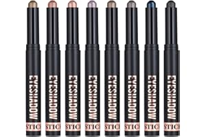 ALIIP Sombras de Ojos en Barra, 8 * 2g Juego de Lápiz de Sombra de Ojos Brillantes y Mate, Eye Shadow Stick en Crema, Fácil de Usar, Crea Delineadores y Maquillaje de Ojos Larga Duración (Conjunto C)