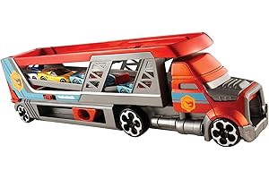 Hot Wheels Camion transPorteur de Petites Voitures et Lanceur, pour Transporter jusqu'à 14 Petites Voitures, Jouet pour Enfant, CDJ19 Exclusivité sur Amazon
