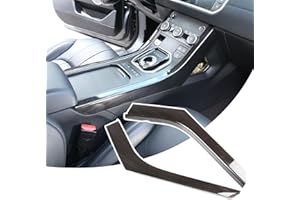 DIYUCAR ABS Plastic Center Console Gear Shift Side Decoration Strip Trim for Land Rover Range Rover Evoque 2012-2018 (Black Wood Grain)