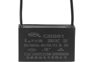 YOKIVE Techo Ventilador Condensador CBB61, Metalizado Polipropileno Película Condensador Excelente para Ventiladores Bombas Motores En Funcionamiento (6uF 250V AC 2 Cables 50/60Hz)