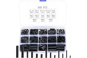SZSLMY 540 pernos de resorte, clasificación de acero de manganeso para pernos de resorte huecos negros, accesorios metálicos con pernos de apertura huecos rodantes - M1.5 / M2.5 / M3 / M4 / M5 / M6