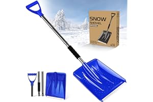 UMUACCAN Snow Shovel, 4 in 1 Large-Capacity Snow Removal Shovel, Winter Shovel with D Shaped Handle, Snow Shovel for Car, Steps, Path, Camping, Gift (Blue)