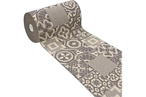 emmevi Tappeto Cucina 3D Passatoia Antiscivolo Lavabile Piastrella Maiolica Mod.CLELIA Dis.G 57X230 BEIGE