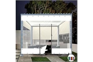 QWEASDF Pannelli Laterali in Telo Impermeabile in PVC,Telone Trasparente con Occhielli,Tende Telone per Esterno con Porta Cerniera,per Pergola Veranda Posto Auto Coperto， pesante ( Size : H2.8xW3.5m/H9.1xW11.