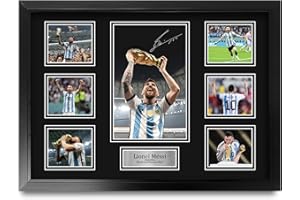 HWC Trading Lionel Messi Argentina Affichage de photos autographes signés de souvenirs imprimés pour les fans de football et les supporters - A2 Encadré
