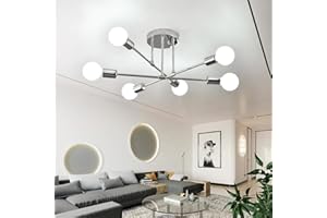Hudi Fyier Modern Chandelier Light Fixtures, 6 Lights Modern Semi Flush Mount Ceiling Light, Pendant Lighting for Living Room Bedroom Dining Room Kitchen Office