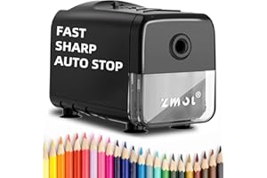 Zmol Electric Pencil Sharpeners,Heavy Duty Classroom Sharpeners for Colored Pencil,Auto Stop/ 3 Modes to Choose/Super Sharp&Fast/Safe to Kids Automatic Sharpener (Black)