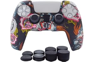 Hikfly Silicone Cover for PS5 Controller Skin Compatible with PS5 Controller Grips,Non-Slip Cover for PlayStation 5 Controller -1x Skins with 8 x Thumb Grip Caps)(White Paw)
