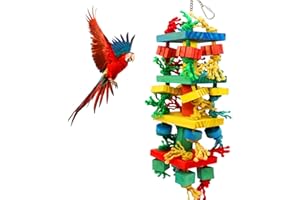 MQUPIN Oiseau Perroquet Mâcher Jouet Nouveau, Cage Mordre Multicolore Bloc de Bois Petit Déchirer Cockatiels Lovebird Cone (Coloré)