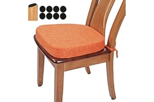 BUYUE verdickt Original Leinen Esszimmerstuhl Kissen, U-Form hohe Dichte Schaumstoff komfortable Stuhlkissen für Küche, rutschfest Indoor Sitzkissen (1 Stück, Orange)