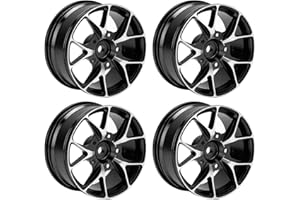 LEAPITURE 4pcs RC Wheels Résistant à l'usure en Alliage d'aluminium Diamètre 52mm RC Accessoires de Jante de Voiture pour 1/10 Flat Sports Car Road Car and Drift Car Travel Model Toy Wheels(Le Noir)