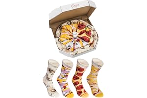 Rainbow Socks - Pizza MIX Hawaïenne Capriciosa Peppéroni Femme Homme - 4 Paires Chaussettes
