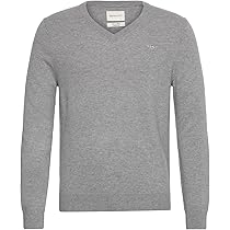 GANT Extra fijne lamswol met V-hals, groen, XL
