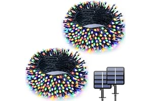 Electight 2PCS 10M Luci Solari Da Giardino, Lampade Solari Da Giardino, 8 Modalità IP65 Impermeabile Catena Luminosa Esterno Solare, Multicolore