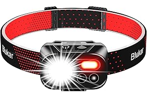 Blukar LED Stirnlampe Wiederaufladbar, Superhelle 1300 Lumen Kopflampe mit 7 Lichtmodi, Bewegungssensor & Rotlicht, 30+ Std. Betriebsdauer, IPX5 Wasserdichte Mini für Notfall, Campen usw.